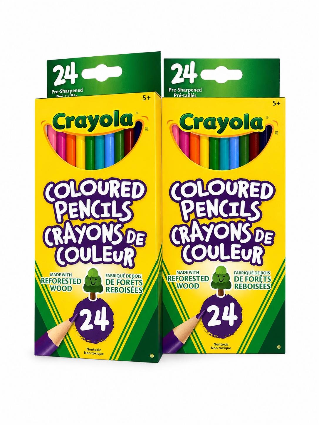 2 pack Crayola Coloured Pencils, 24 Count – Vibrant Pre-Sharpened Pencils for Kids’ Drawing, Colouring, School & Art Projects